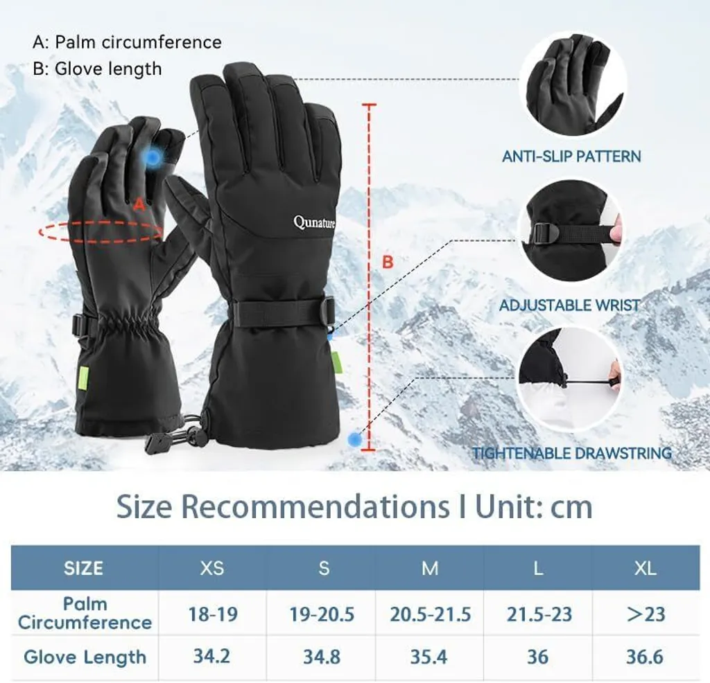 Qunature Gants Chauds Coupe-vent Écran Tactile - Noir Taille S - 2