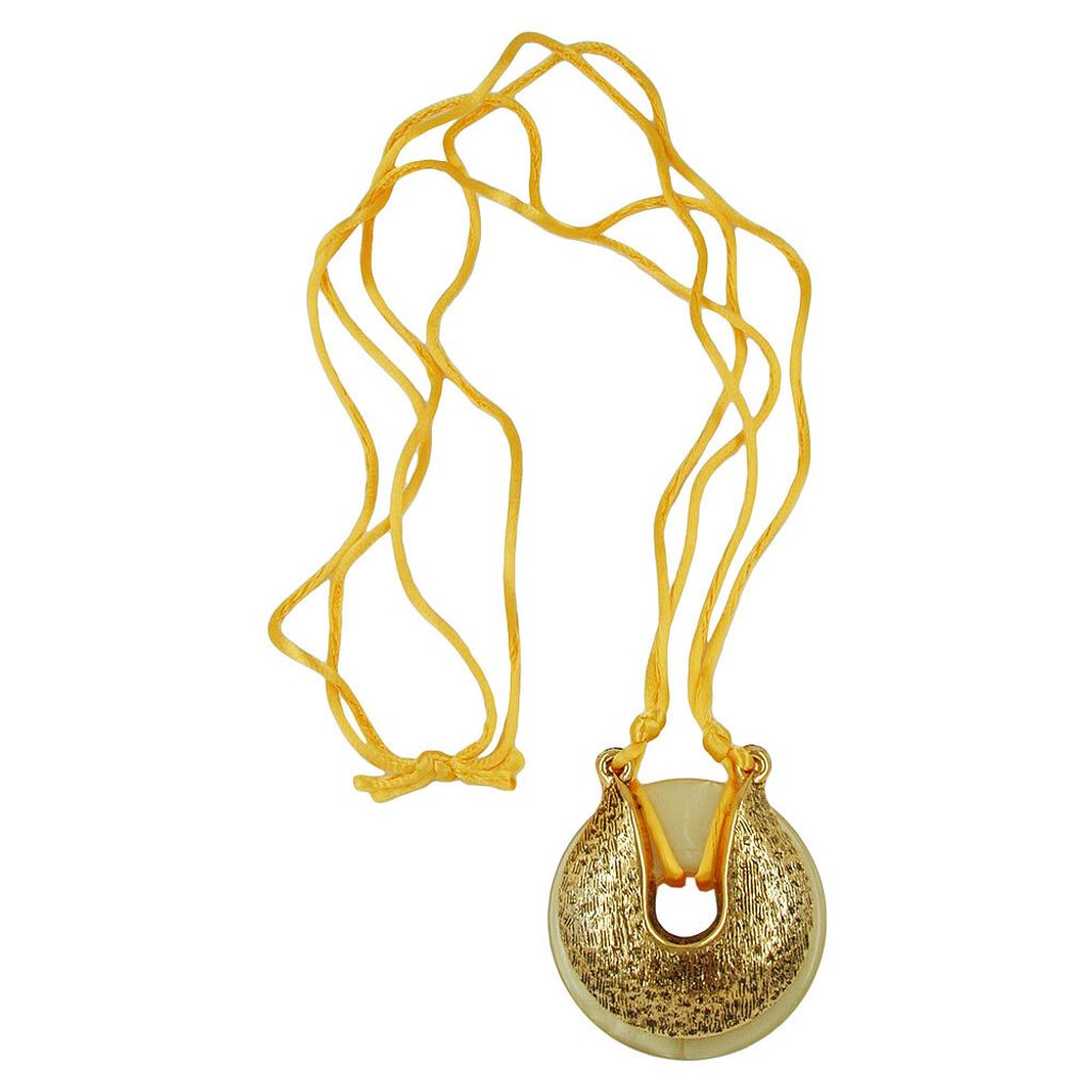 Kette 53mm Scheibe gelb seidig Amulett-Aufsatz Produktbild 