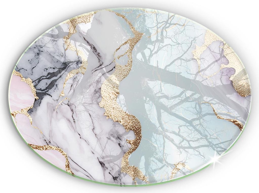 Grabkerze Untersetzer Glastafel Gummifüße Motiv - 40 cm - Pastellmarmor