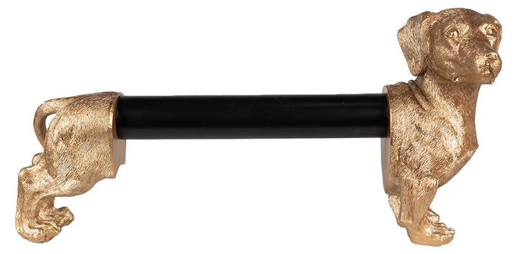Clayre & Eef Držák na kuchyňské role Pes 46x15x23 cm Zlatá Obrázek produktu 