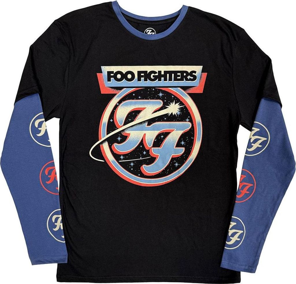 Foo Fighters - T-Shirt für Herren/Damen Uni, Geschichtet, Langärmlig RO14776 (XXL) (Schwarz/Jeansblau)