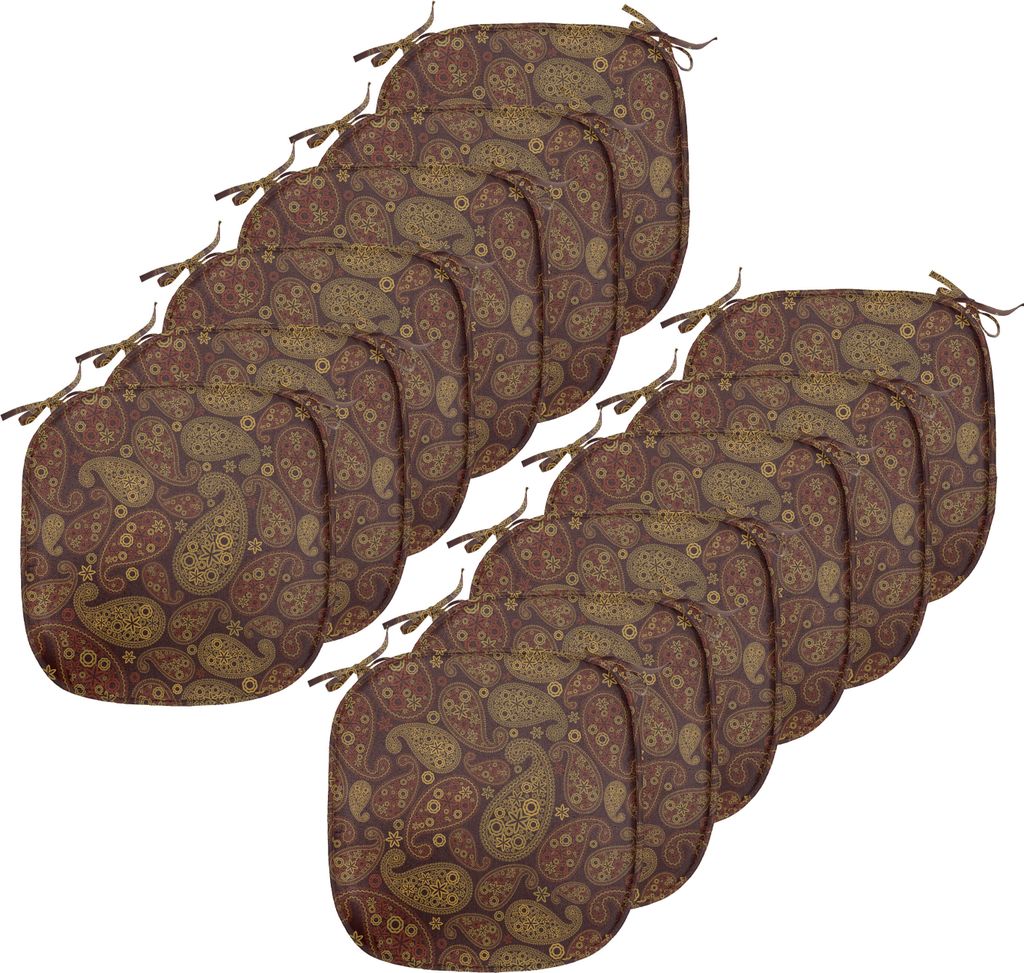 ABAKUHAUS Paisley Polster für Esszimmerstühle, Oriental Damast-Entwurf, Dekoratives wasserfestes Kissen mit Riemen für Küchensitze, 40 cm x 40 ...
