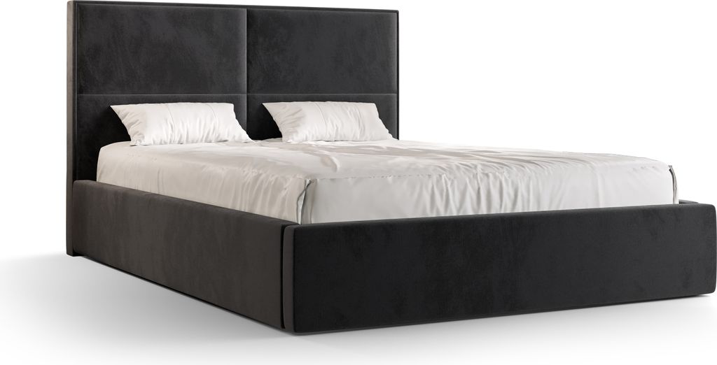 Roe Furniture | Boxspringbett - APOLLO - 160x200 cm - Schwarz - mit Bettgestell und Bettkasten - Tagesbett - Polsterbetten - Bett Schlafzimmer