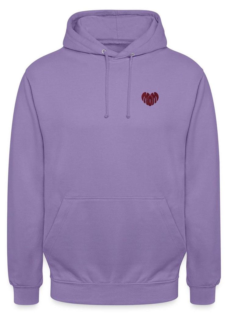 Spreadshirt Stickerei Mom Rotes Herz Uni Hoodie, S, Lavendel