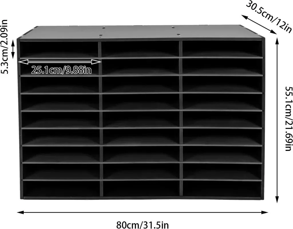 Selezionatore Postale Ufficio 27 Scomparti PVC - Scaffale Nero Robusto - 6