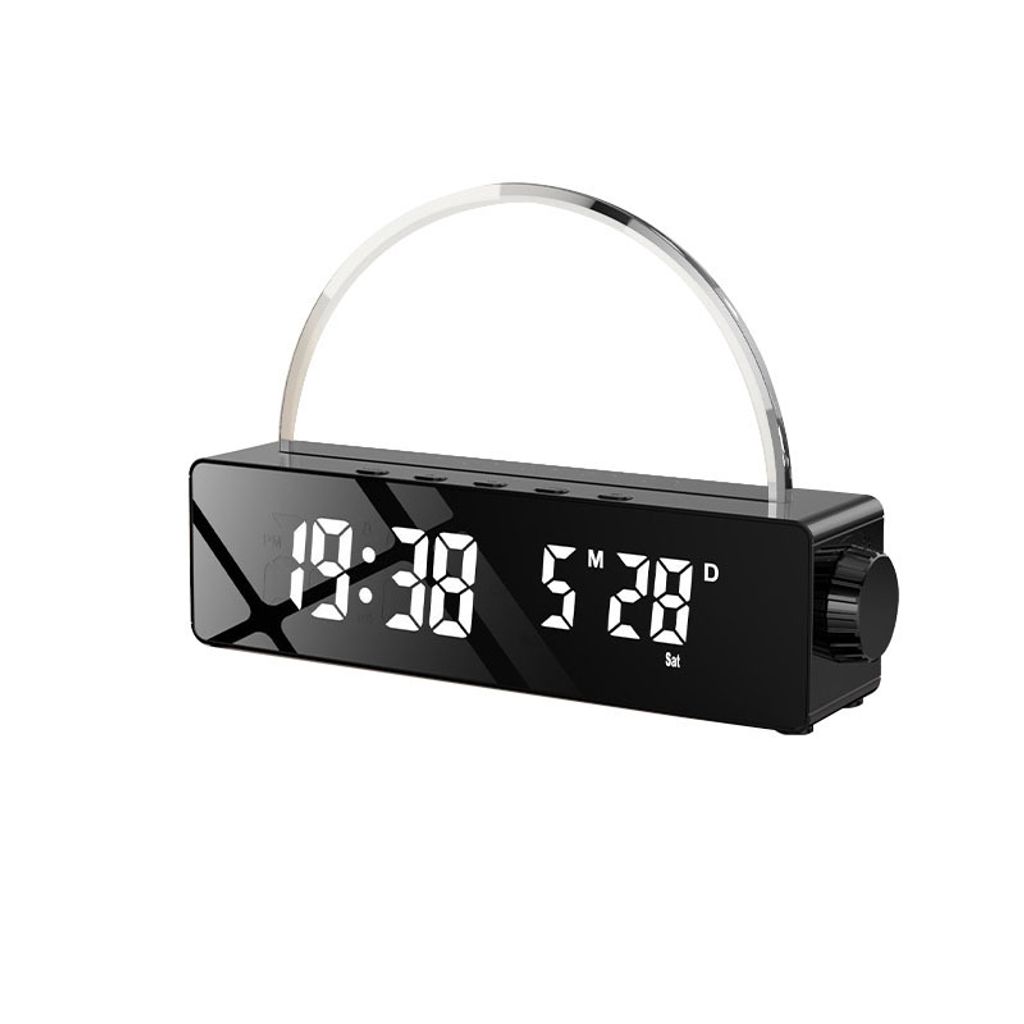 USB-Digital-Sonnenaufgang-Wecker, Licht, Sonnenuntergang, Lampe, Uhr(Schwarz)