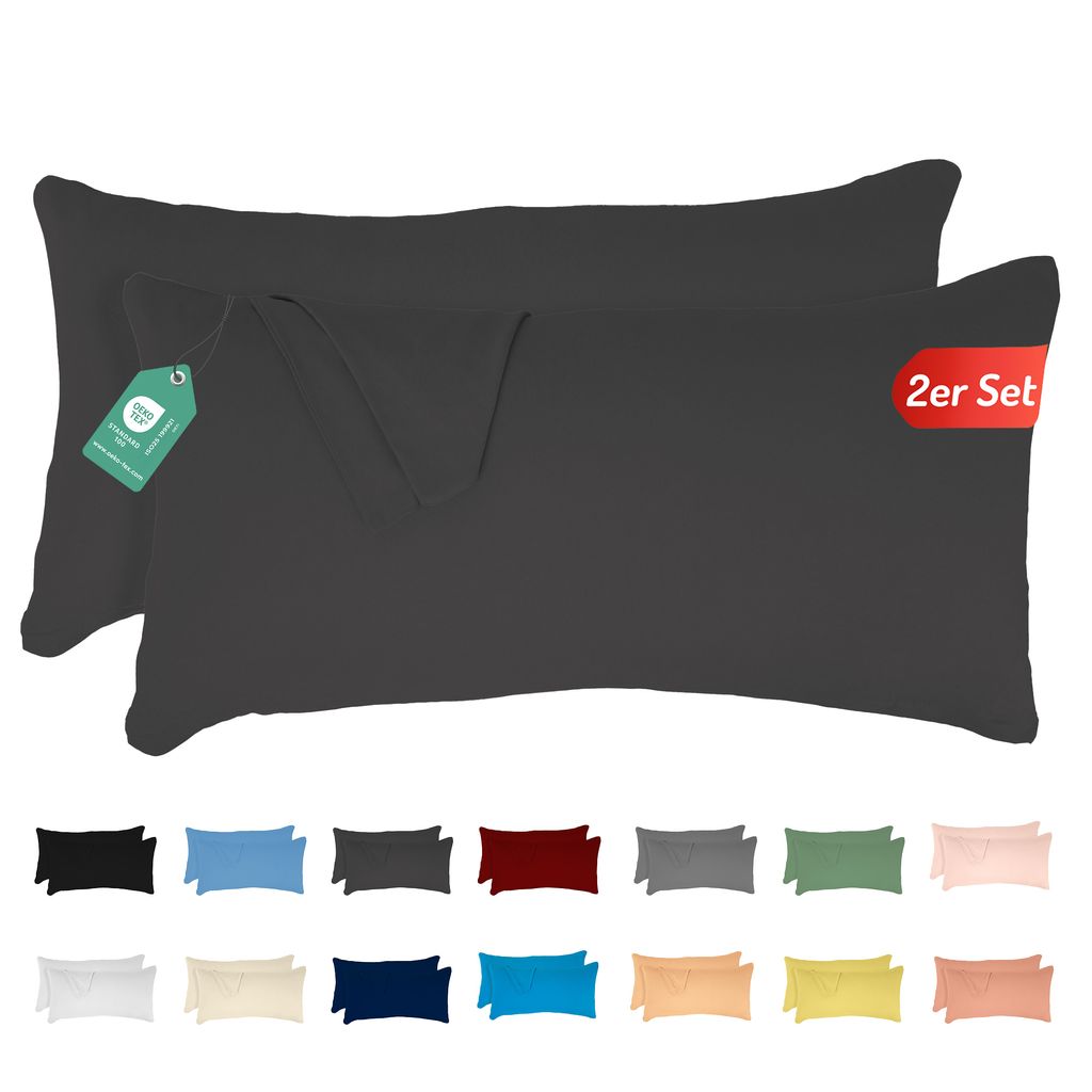 Jersey Kissenbezug 2er Set 40x80 cm 100% Baumwolle Produktbild