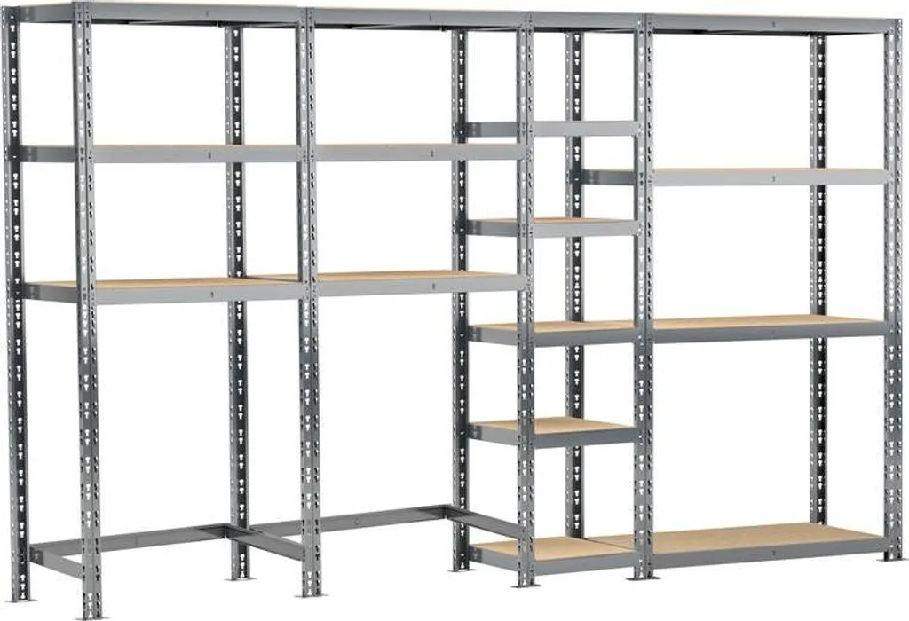 Système de rayonnage industriel pour garage 290 cm et 16 bacs de tri