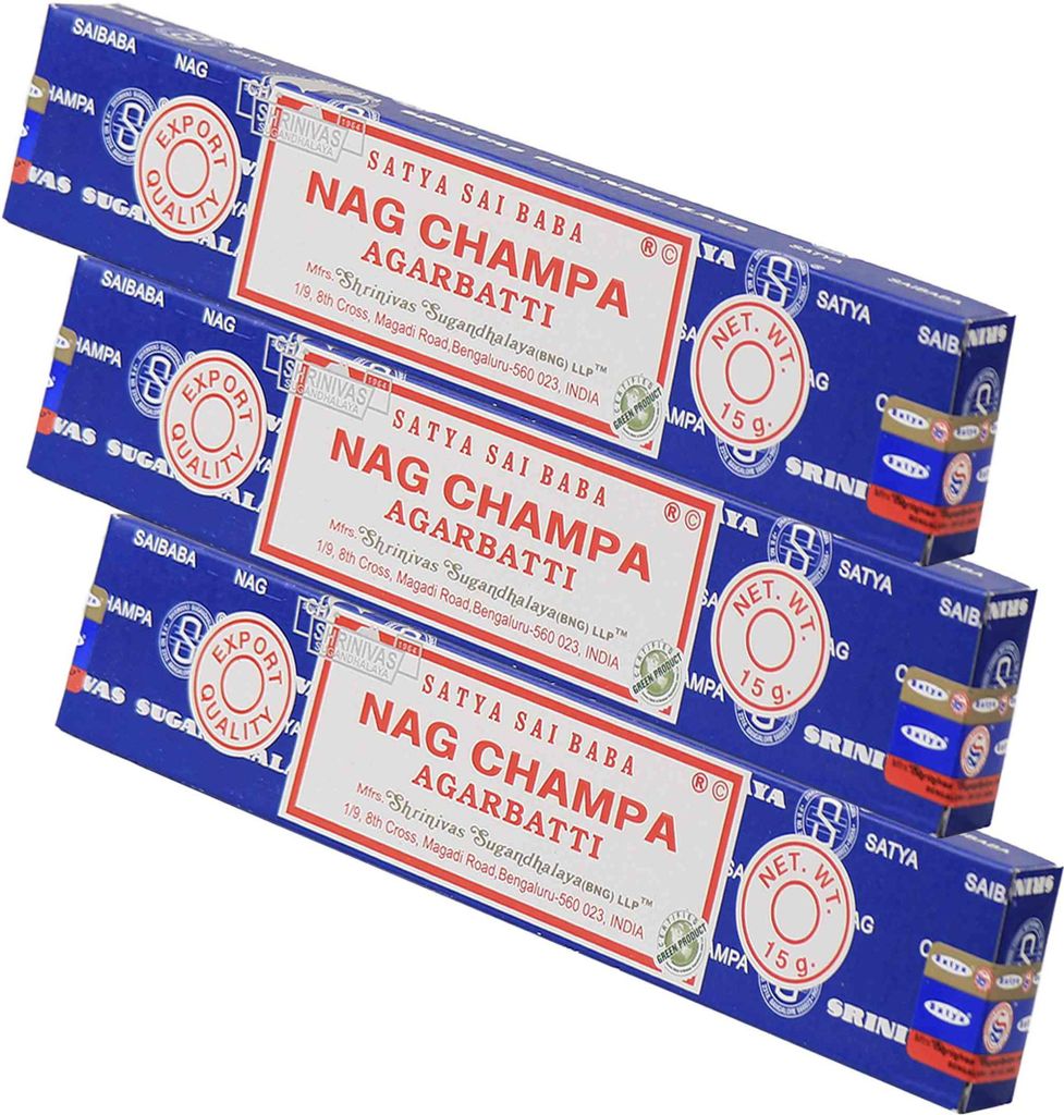 3x Satya Nag Champa Räucherstäbchen 45g – Spirituelles Räucherwerk aus Indien