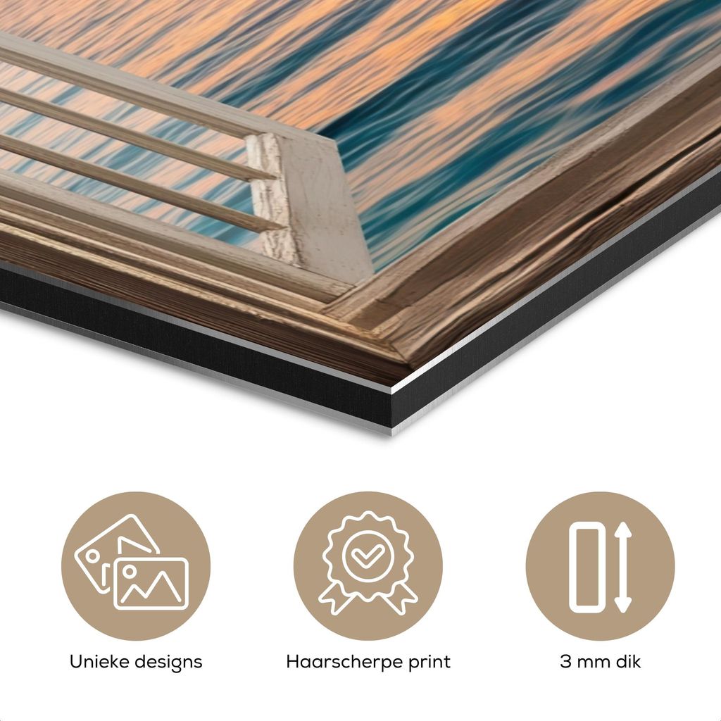 MuchoWow Wanddekoration Metall Metallbild Wandkunst 30x40 cm Transparenter Blick - Meer - Boot - Sonnenuntergang MuchoWow Aluminium Gemälde - Bilder