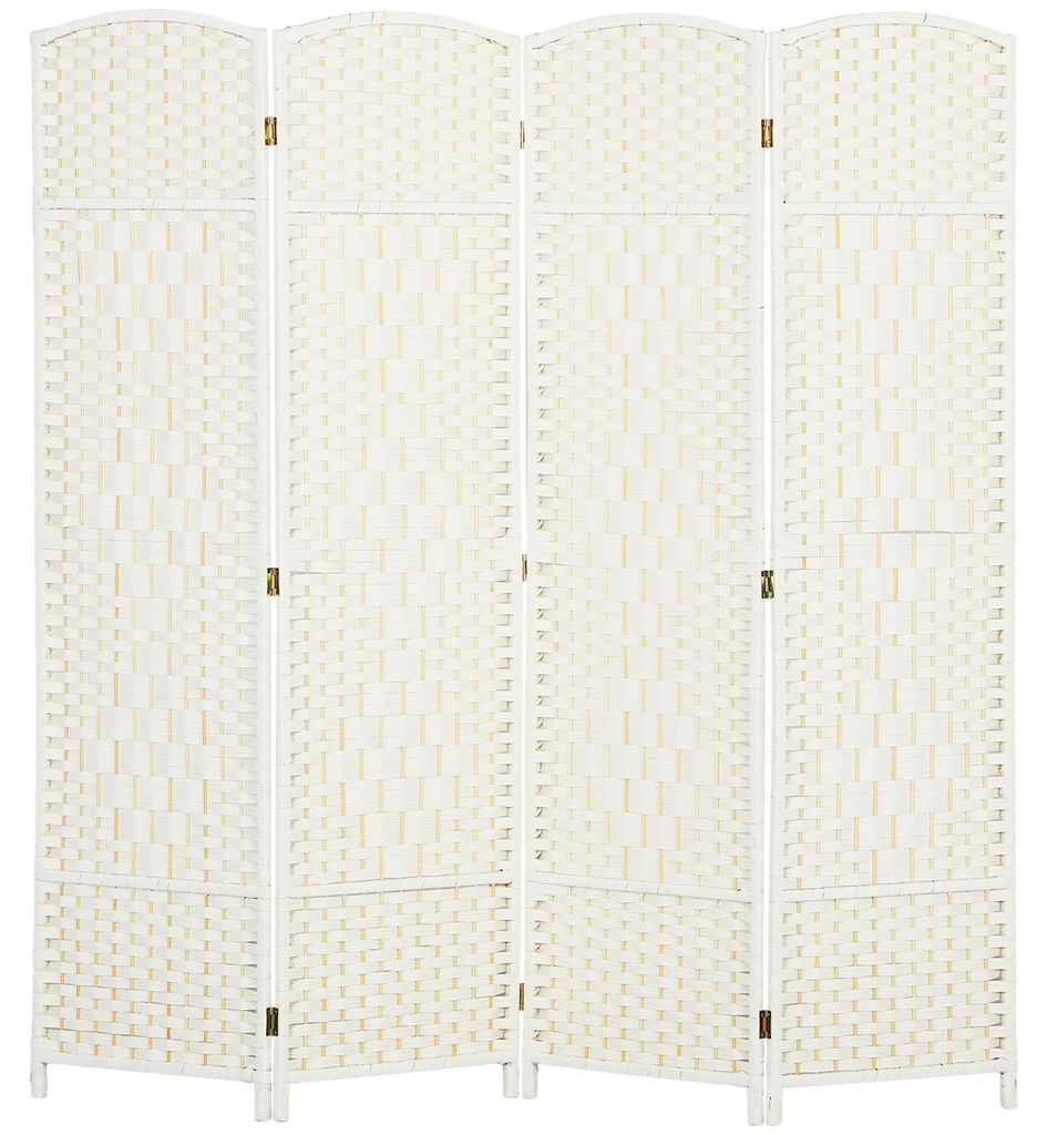 HOMCOM Roomdivider, 4-delig, 180 x 180 cm, inklapbaar, wit Productafbeelding 