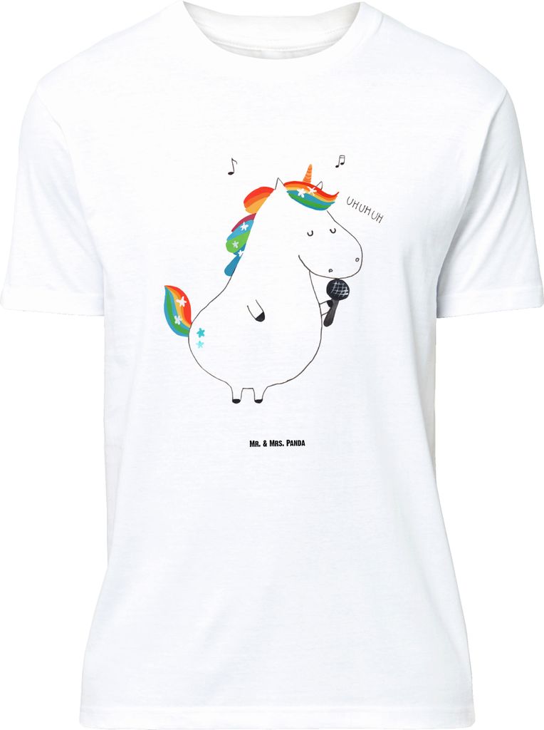 Mr. & Mrs. Panda Größe L T-Shirt Einhorn Sänger - Weiß - Geschenk, Feier, Shirt, Unicorn, Freundin, Einhörner, Party, Tshirt, mit Spruch