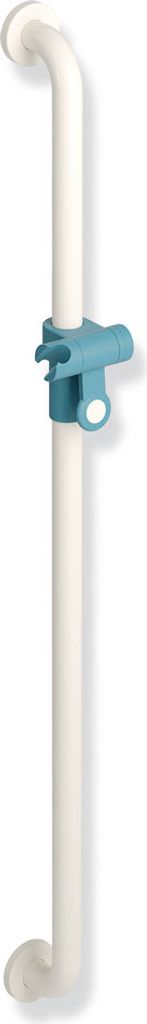 HEWI Brausehalterstange, Polyamid, matt, Stange und Rosetten Fb 99, Brausehalter Fb 55, Achsmaß 1100 mm, Durchmesser 33 mm, mit stufenlos verstell...