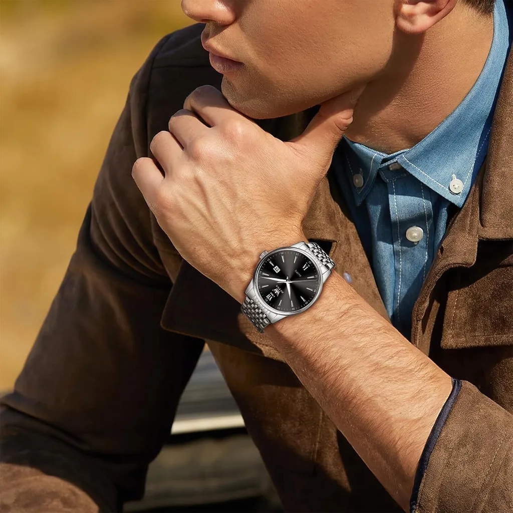 OLEVS Orologio da uomo con cronografo, calendario, impermeabile