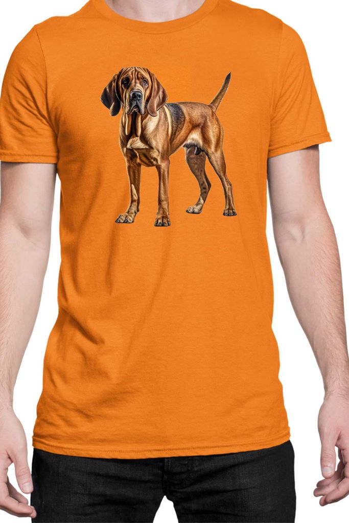 Herren T-Shirt Dogs Breeds Bloodhound Dog Breed 006, Man M / Orange