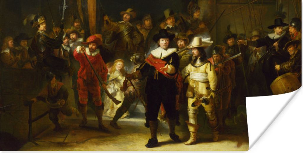 Poster - Die Nachtwache - Rembrandt van Rijn - 160x80 cm