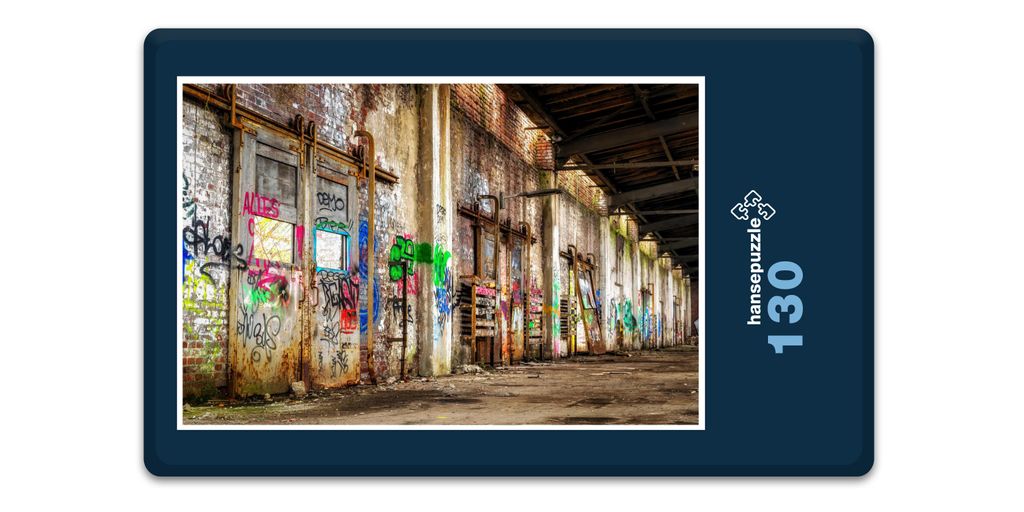 hansepuzzle 17699 - Fabrik-Halle Puzzle, 130 Teile, Gebäude, 28,7 x 20,0cm mit hochwertiger Aufbewahrung, Kartonbox und wiederverschließbarem Beutel