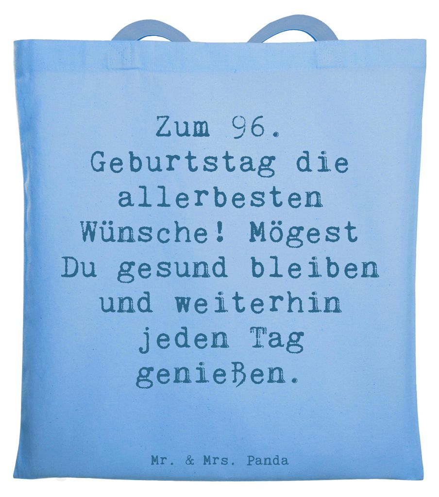 Mr. & Mrs. Panda Jutebeutel Spruch 96. Geburtstag - Sky Produktbild 