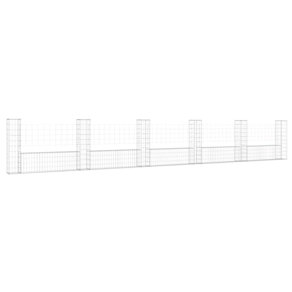 vidaXL Gabionenkorb U-Form mit 6 Säulen Eisen 620x20x100 cm Produktbild 
