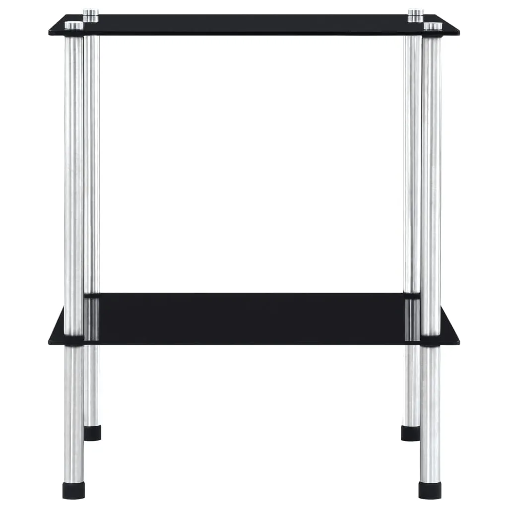 vidaXL Étagère 2 niveaux en verre trempé noir 40x40x47 cm robuste