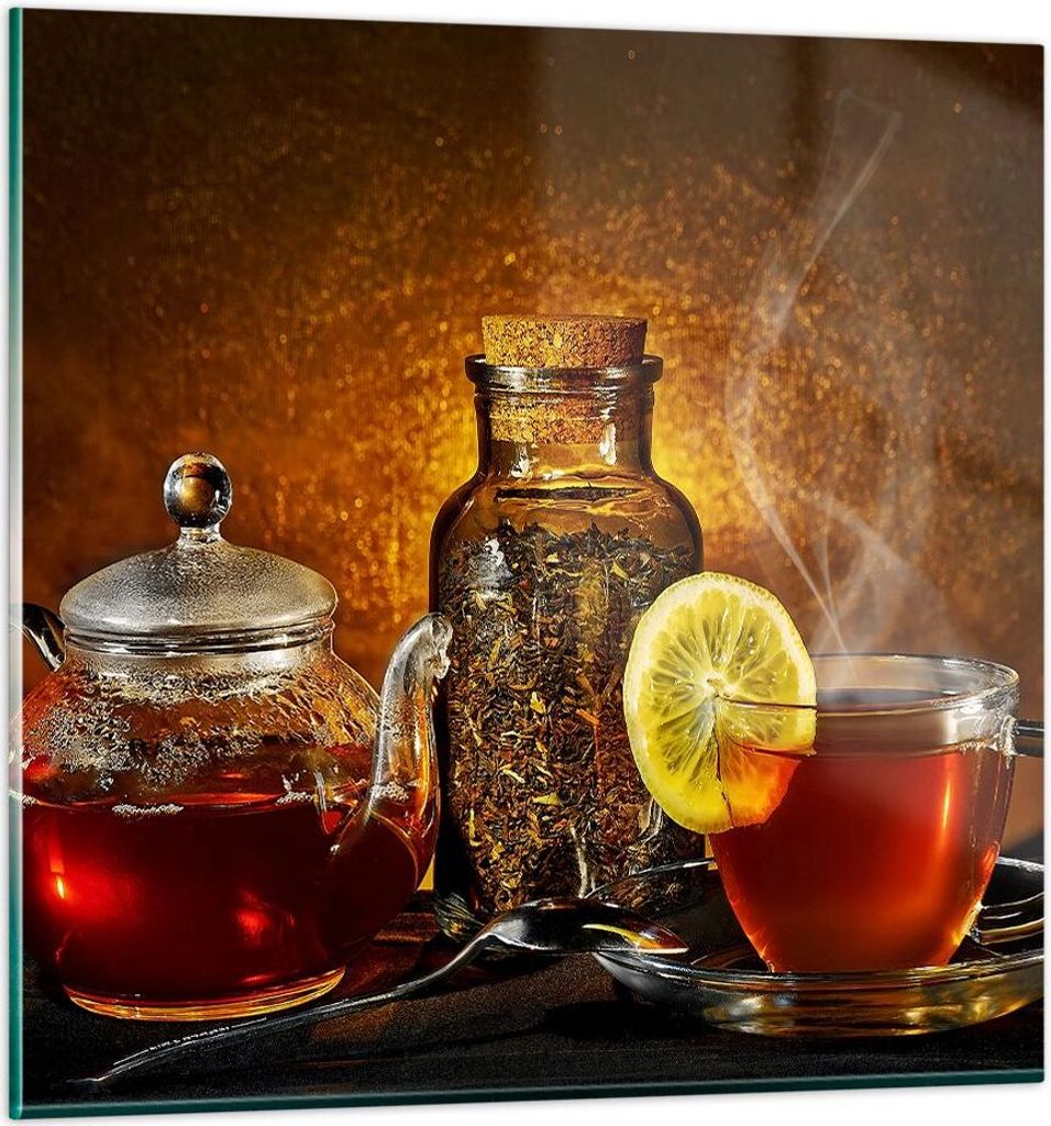 Bilder auf glas - Asien tee geschmack gesundheit - 60x60cm - Glasbilder - Wandbilder - Kunstdruck - zum Aufhängen bereit - Wanddekoration aus Glas...