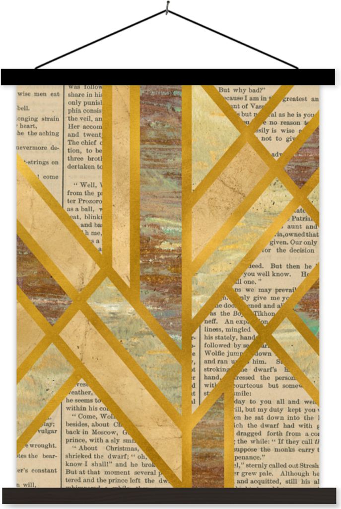 MuchoWow Textilposter Gold - Marmor - Luxus 90x120 cm mit schwarzem Rahmen - Dekoration