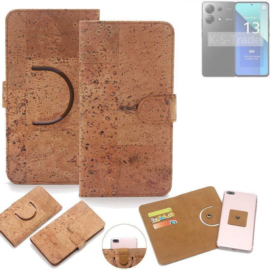 K-S-Trade Handy-Hülle Schutz-Hülle kompatibel mit Xiaomi Redmi Note 13 4G Handyhülle Schutzhülle Korkhülle Kork-Hülle 1x