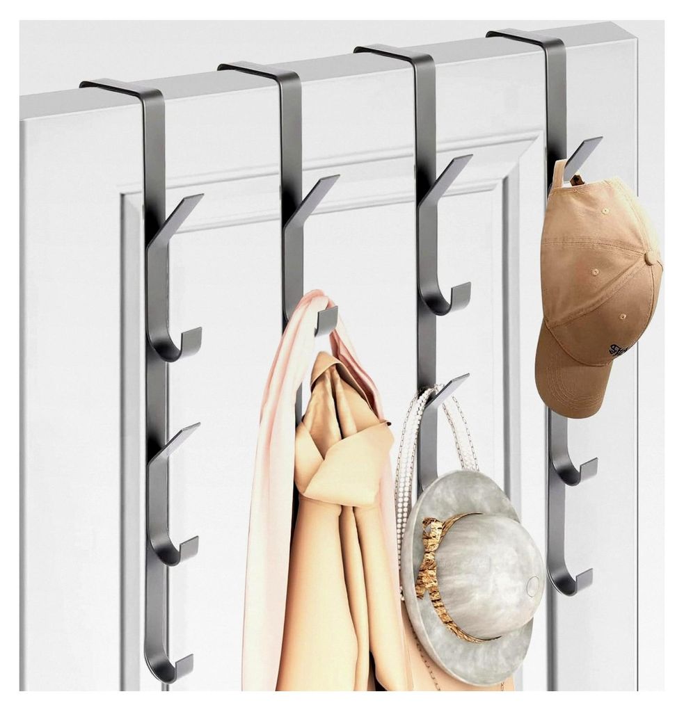 Türhaken Set 4x5 mit Garderobenhaken und Handtuchhalter für die Tür – Edelstahl Kleiderhaken als platzsparende Lösung für Bad, Küche und Sc...