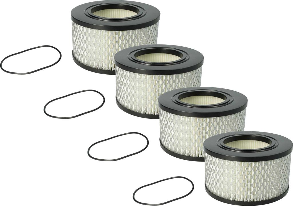 vhbw 4x Staubsaugerfilter kompatibel mit Mirka 1242 M AFC, 1230 M AFC Staubsauger - HEPA-Filter Schwarz Weiß