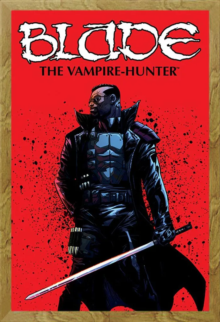 Affiche encadrée Blade Vampire Hunter cadre bois chêne Shinsuke Maxi