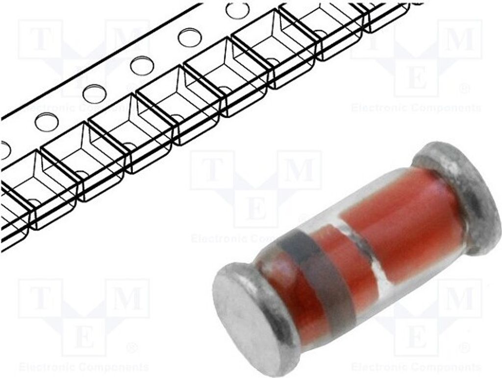 20x Diode: Zener MiniM,SOD80 BZM55C7V5 Zener-Dioden SMD 70mA 0,5W SMD Rolle,B 7,5V