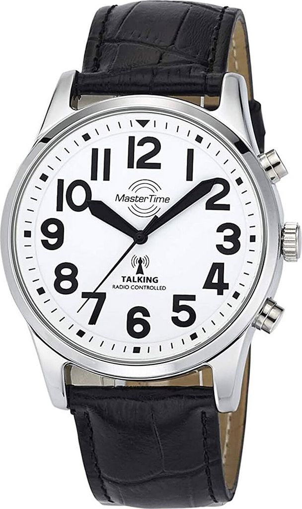 MasterTime sprechende Herrenuhr MTGA-10690-60L, Quarz, Funk, Lederarmband