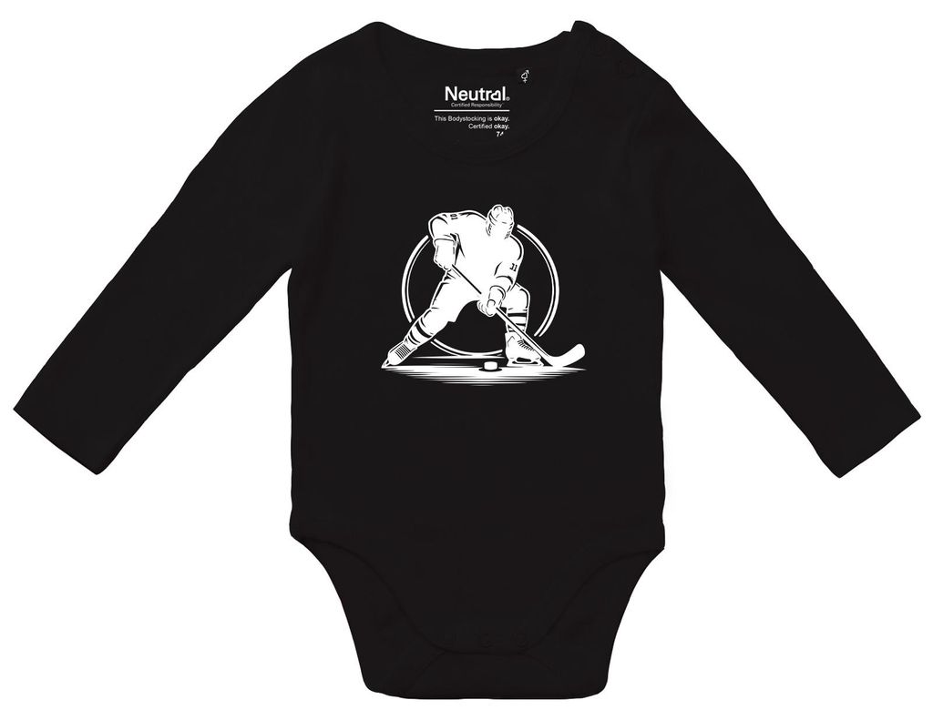 Huuraa Baby Body Eishockey Hockey 68 Black Baumwolle Fairtrade Langarmbody Geschenkidee