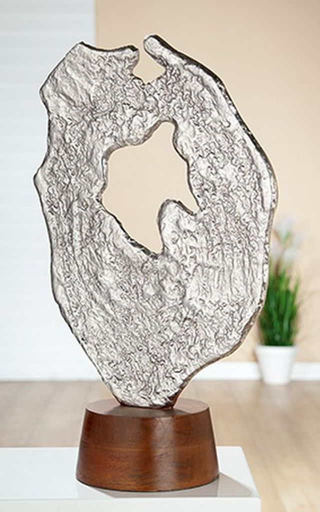 Gilde Skulptur "Volante" Skulptur aus Aluminium, Sockel aus Mangoholz Breite 31,0 cm Höhe 48,0 cm 48266