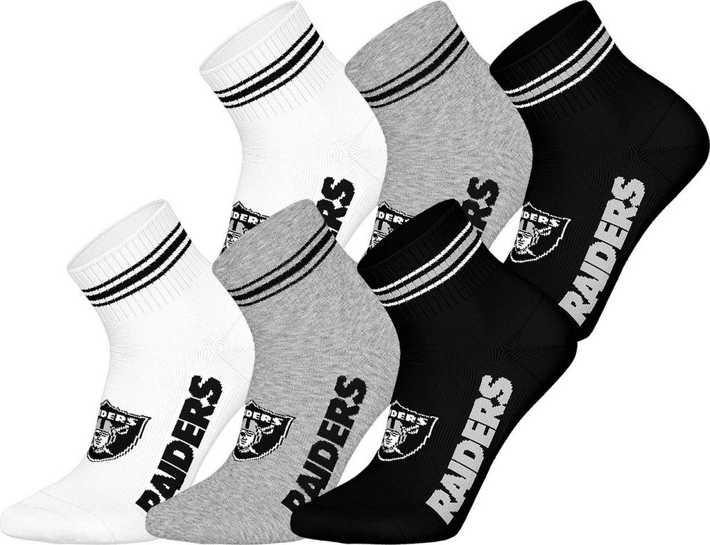 Huddle Unisex Freizeitsocken Las Vegas Raiders Quarter 6-Pack wht-mgr-blk - Größe 43-46