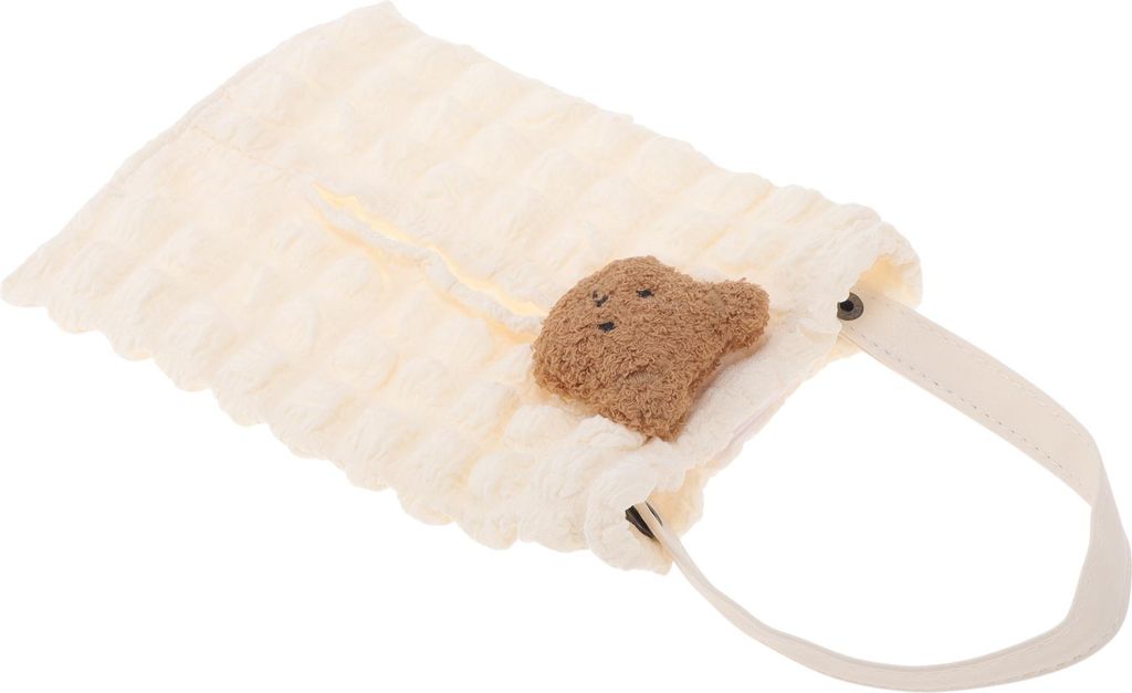 Auto-Taschentuchhalter Auto-Taschentuchbox-Organizer Blätterteig Polyester 28x18x2cm Beige 3D Brauner Bärenkopf 1 Stück