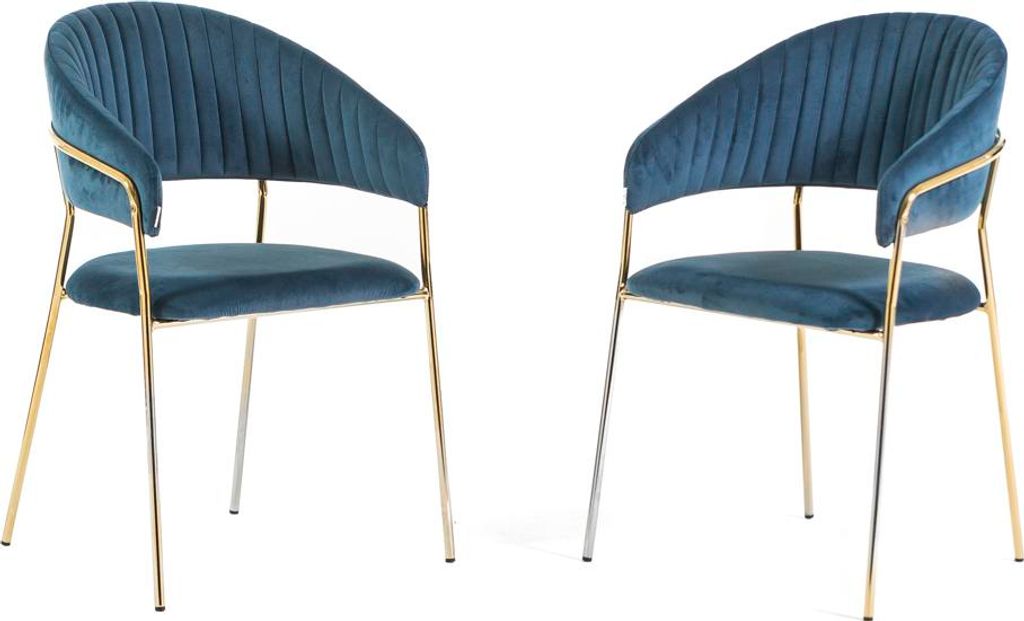 Set mit 2 Innenstühlen aus Samt mit Metallbeinen und gestepptem Rücken – elegantes, komfortables Design für Esszimmer, Küche, Bar und Restaur...