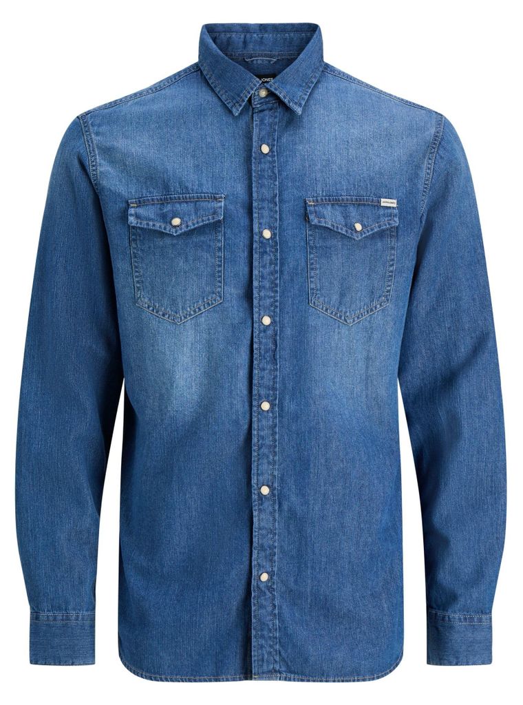 JACK & JONES Chemise unie à manches longues, col Kent, Image du produit 