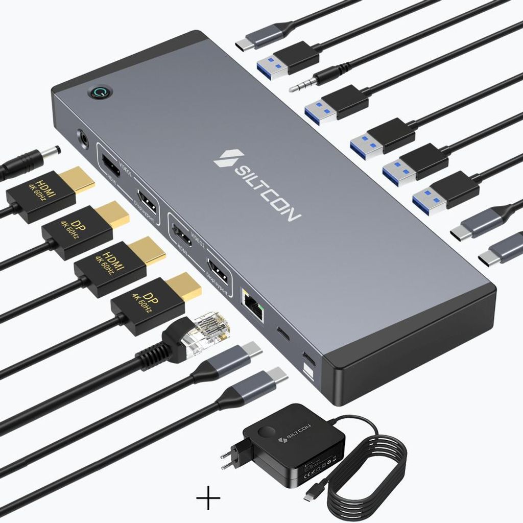 Siltcon® 17-in-1 Hybrid Dockingstation mit 100W Adapter – Produktbild 