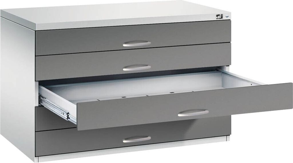 CP 7100 Planschrank lichtgrau, vulkangrau 5 Schubladen 110,0 x 76,5 x 76,0 cm
