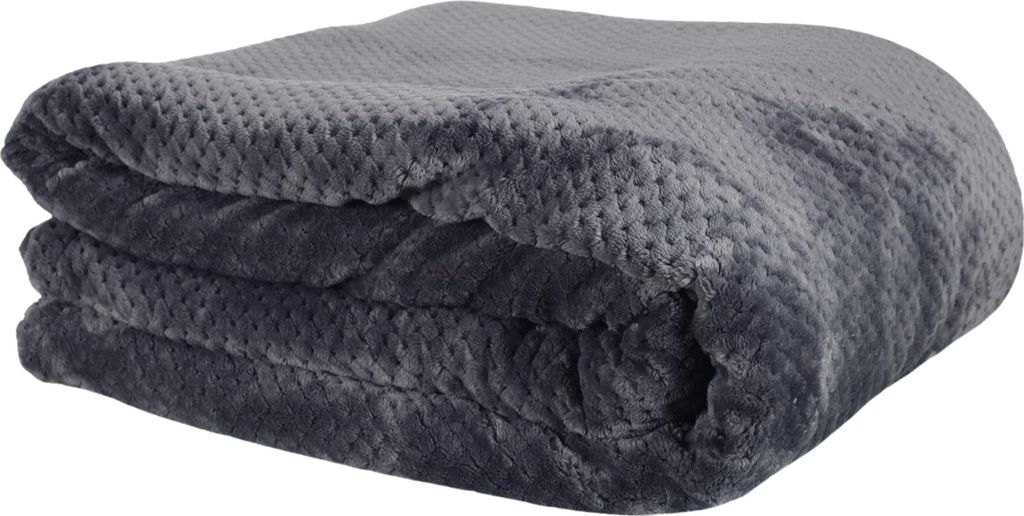 Fleecedecke - grau - 180 x 220 cm - Polyester - XXL Wohndecke