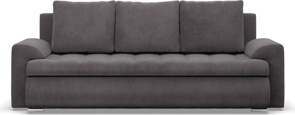 Sofa 3-Sitzer mit Schlaffunktion Foresta, Cord - Dunkelgrau Produktbild 