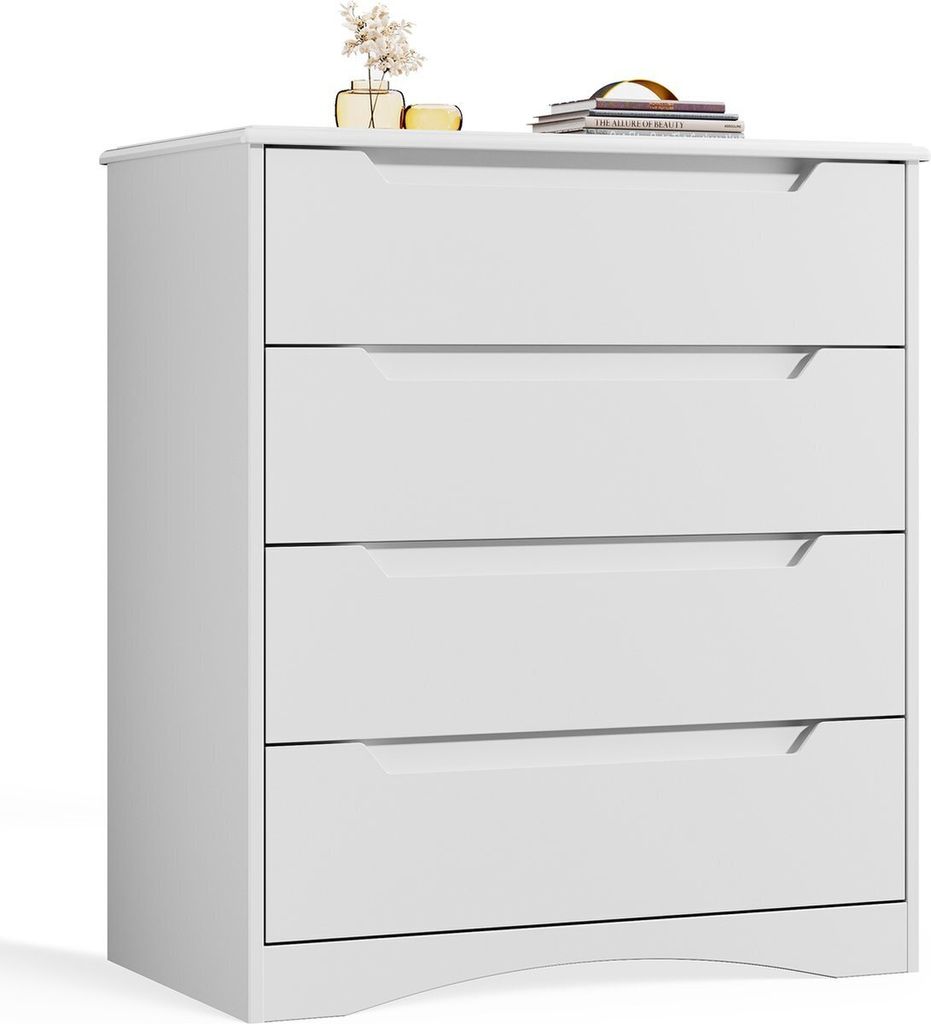 Bealife AP22 Kommode, moderne Kommode mit 4 Schubladen 71x41x82 cm ,Wohn-Schlafzimmer-Kommode,Sideboard Schrank, Weiß