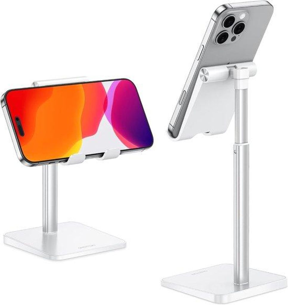 Famanu Smartphonehalter für den Schreibtisch - vertikale Halterung für verschiedene Smartphones - weiß