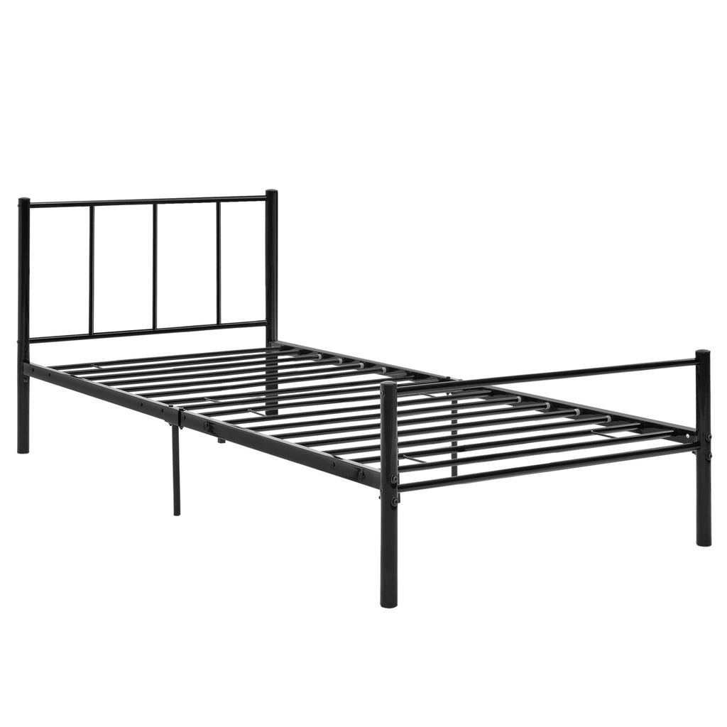In And OutdoorMatch Metallbettgestell Heron - inkl. Bettgestell – 90 x 200 cm – Schwarz – Stahlrahmen pulverbeschichtet