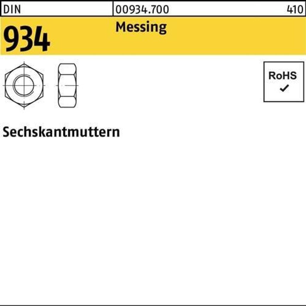 Reyher Sechskantmuttern DIN 934 Messing M 1,2 Ms (100 Stück)