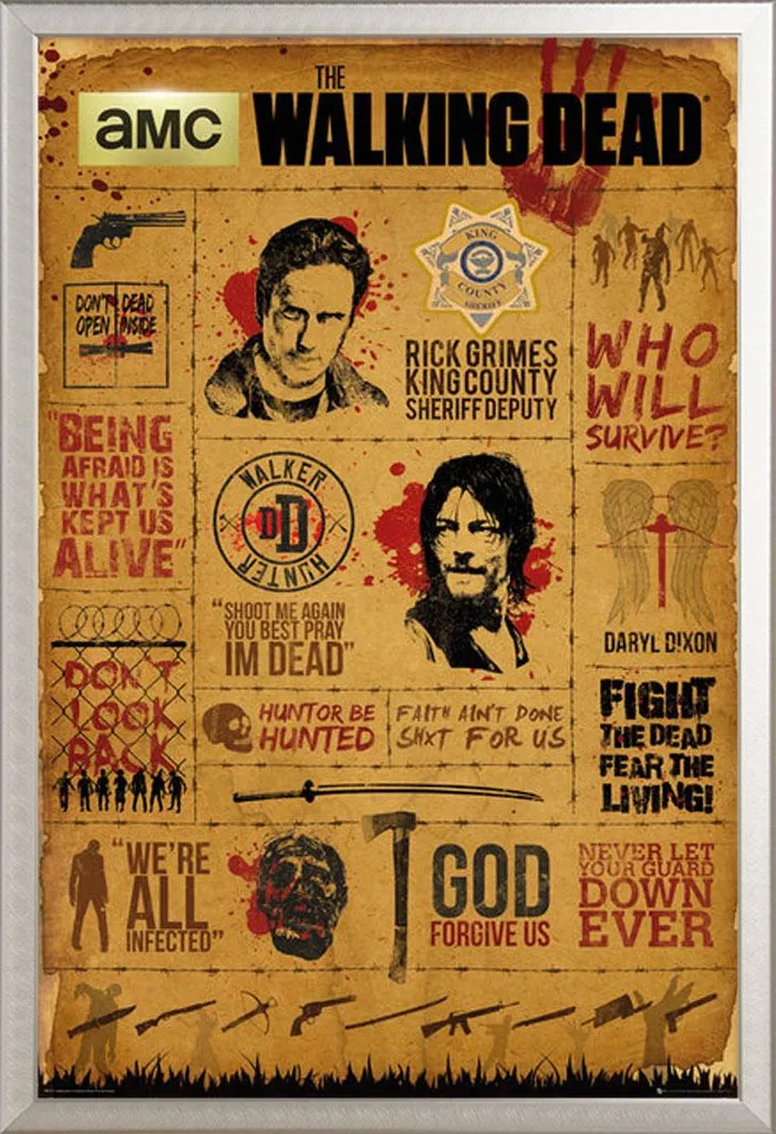 Déco murale The Walking Dead avec cadre Shinsuke en argent et vitre