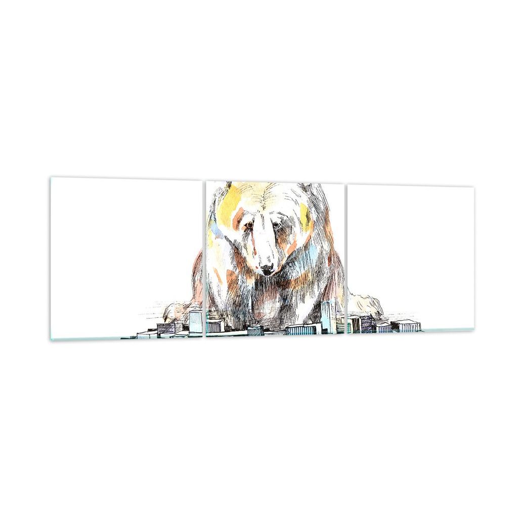 Bilder auf glas - Bär Spielzeug Spiel Illustration - 120x40cm - Glasbilder - Wandbilder - Kunstdruck - zum Aufhängen bereit - Wanddekoration aus ...