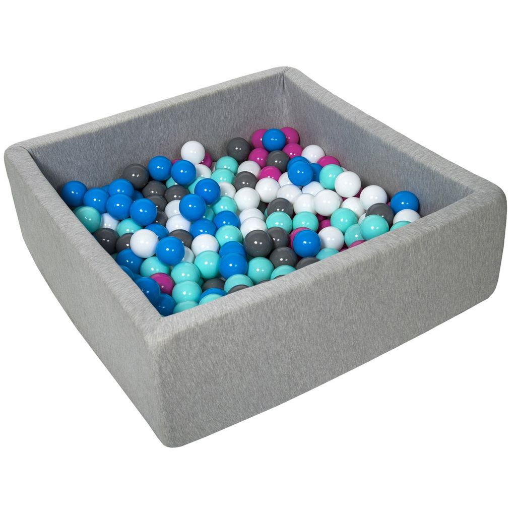 Bällebad für Kinder, 90x90 cm, Spielplatz + 300 Bälle weiß, blau, pink, grau, türkis
