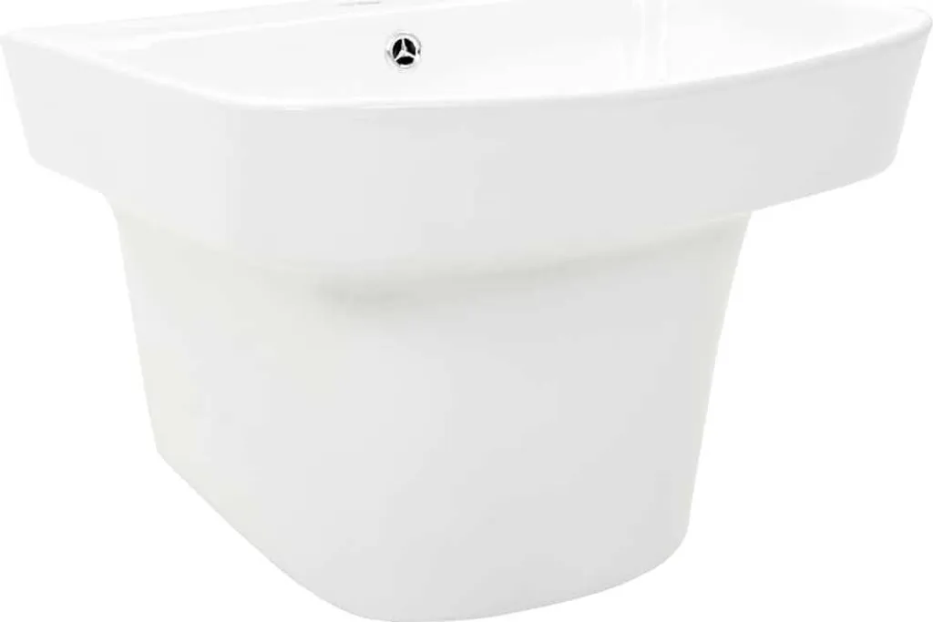 Lavabo blanc suspendu 50 cm idéal petite salle de bain ou WC invités